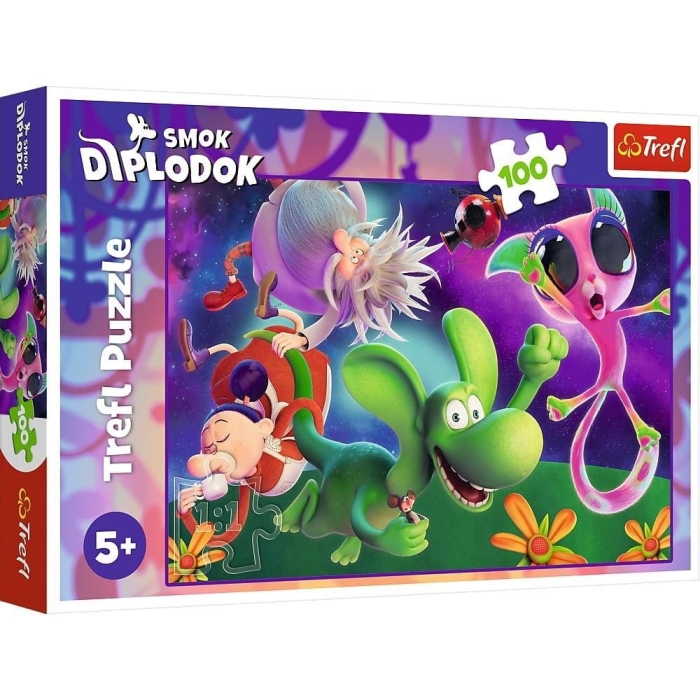 Puzzle 100 Smok Diplodok i przyjaciele TREFL