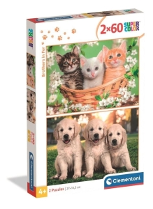 Puzzle 2x60 Super Kolor Brothers In Fur