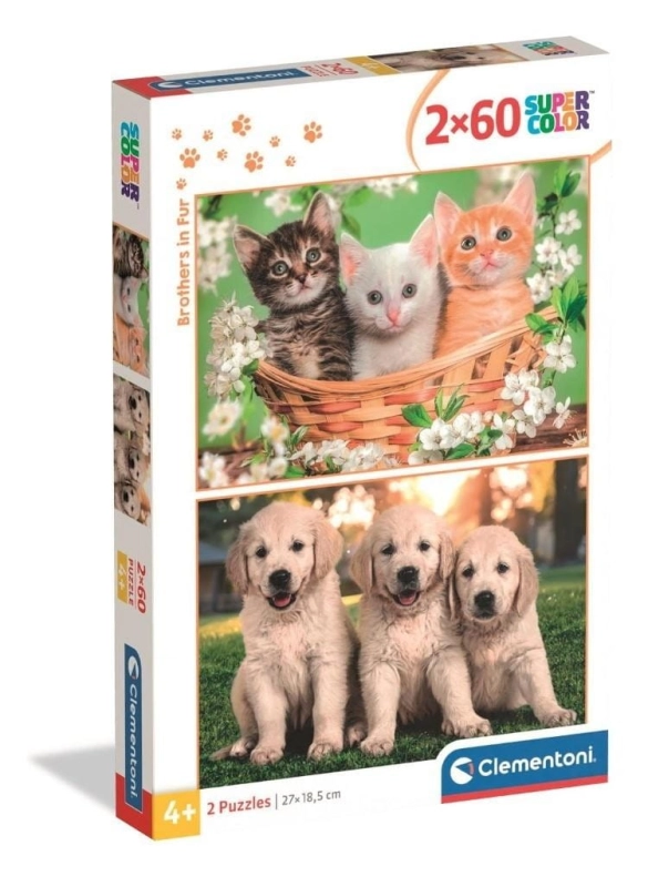 Puzzle 2x60 Super Kolor Brothers In Fur