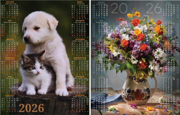 Kalendarz 2026 plakatowy MIX (18szt)