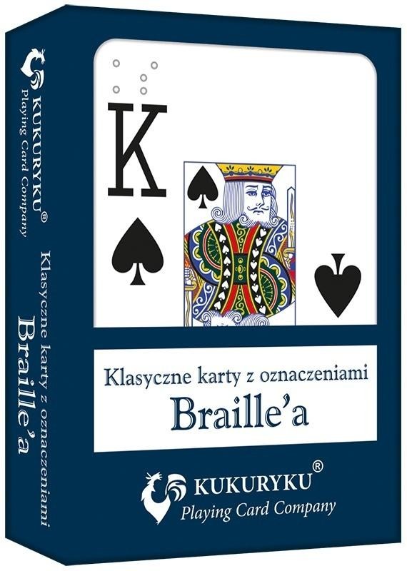 Karty do gry niebieskie ze znakami Braille'a