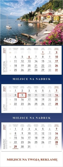Kalendarz 2027 trójdzielny Zatoka