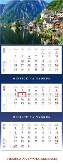 Kalendarz 2027 trójdzielny Jezioro