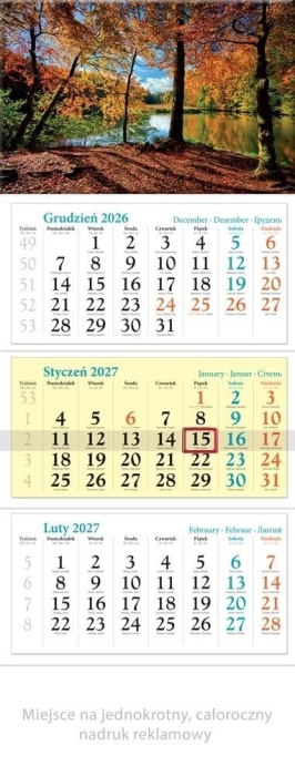 Kalendarz 2027 trójdzielny Jesień