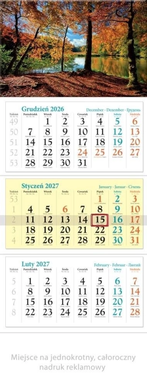 Kalendarz 2027 trójdzielny Jesień