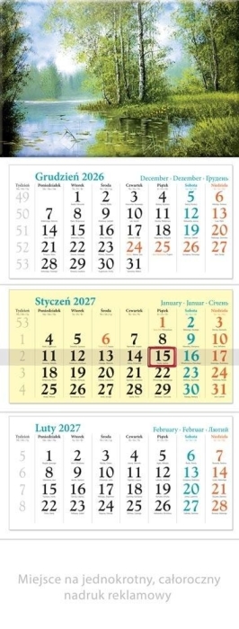 Kalendarz 2027 trójdzielny Rozlewisko