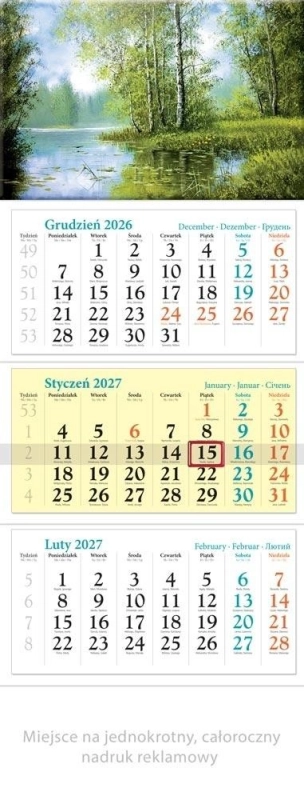 Kalendarz 2027 trójdzielny Rozlewisko