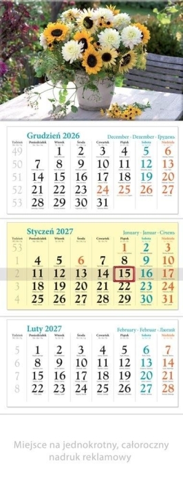 Kalendarz 2027 trójdzielny Bukiet