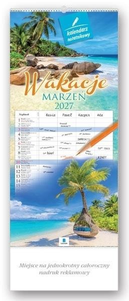 Kalendarz 2027 rodzinny Wakacje marzeń