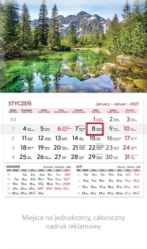 Kalendarz 2027 rodzinny Tatry