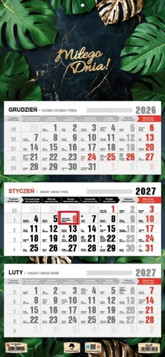 Kalendarz 2027 trójdzielny glamour