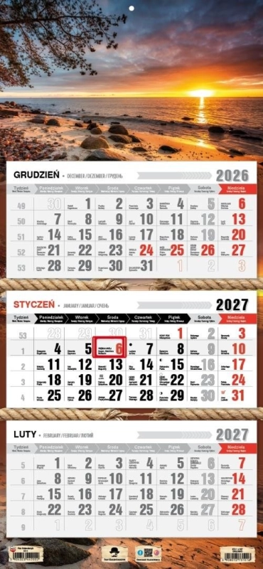 Kalendarz 2027 trójdzielny Orłowo