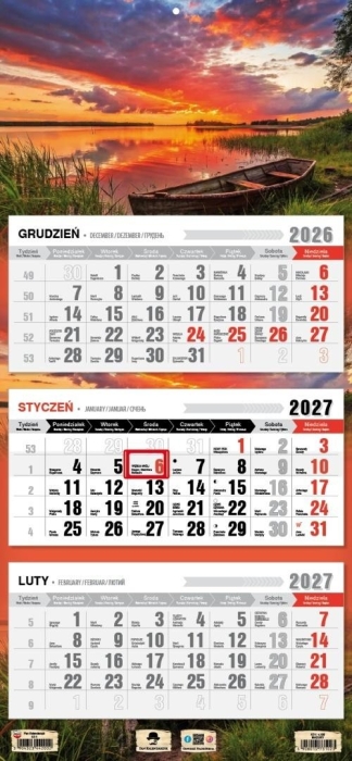 Kalendarz 2027 trójdzielny Mazury