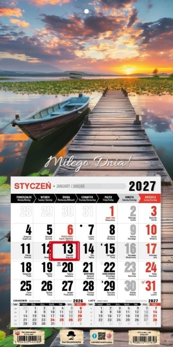 Kalendarz 2027 jednodzielny mini z magne. Mazury