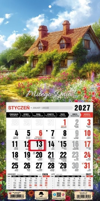 Kalendarz 2027 jednodzielny mini z magn. romantico