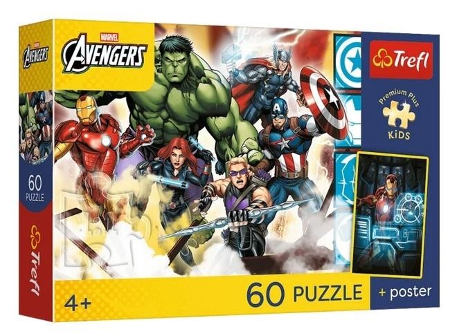 Puzzle 60 Avengers + plakat TREFL