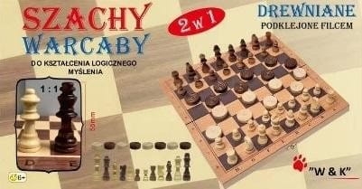 Szachy i warcaby 2w1 drewniane 29x29cm