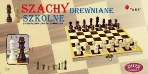 Szachy szkolne drewniane 34x33cm