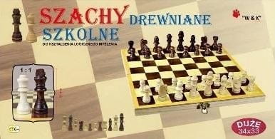 Szachy szkolne drewniane 34x33cm